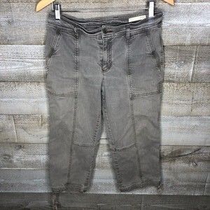 Eileen Fisher 8P organic cotton blend grey cargo crop side tie pants